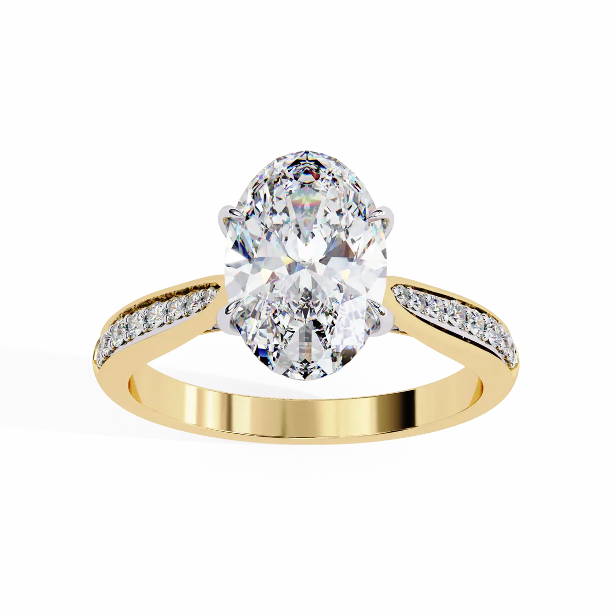 Oval & Round Diamond Engagement Ring 