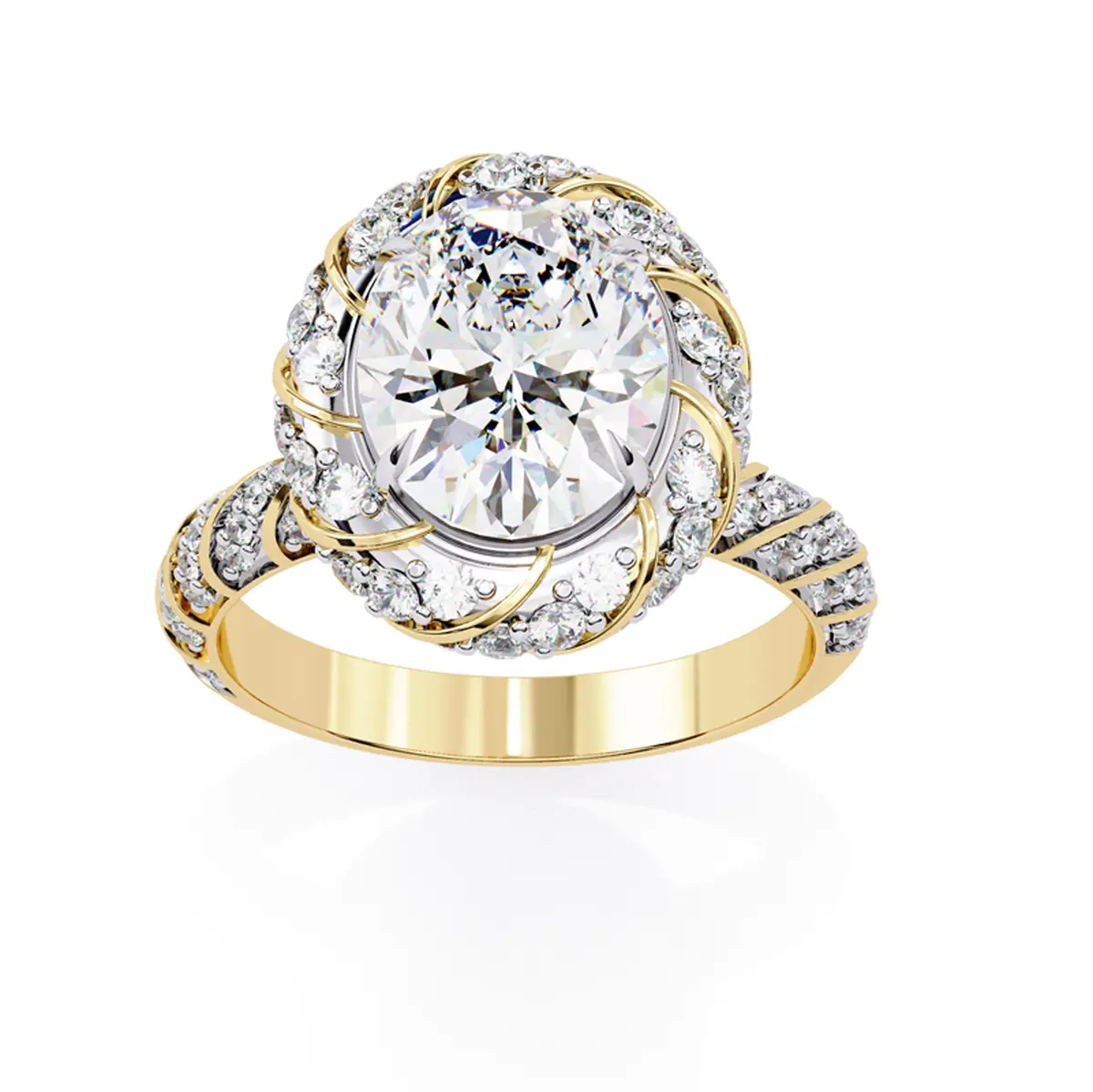Oval, & Round Diamond Engagement Ring 
