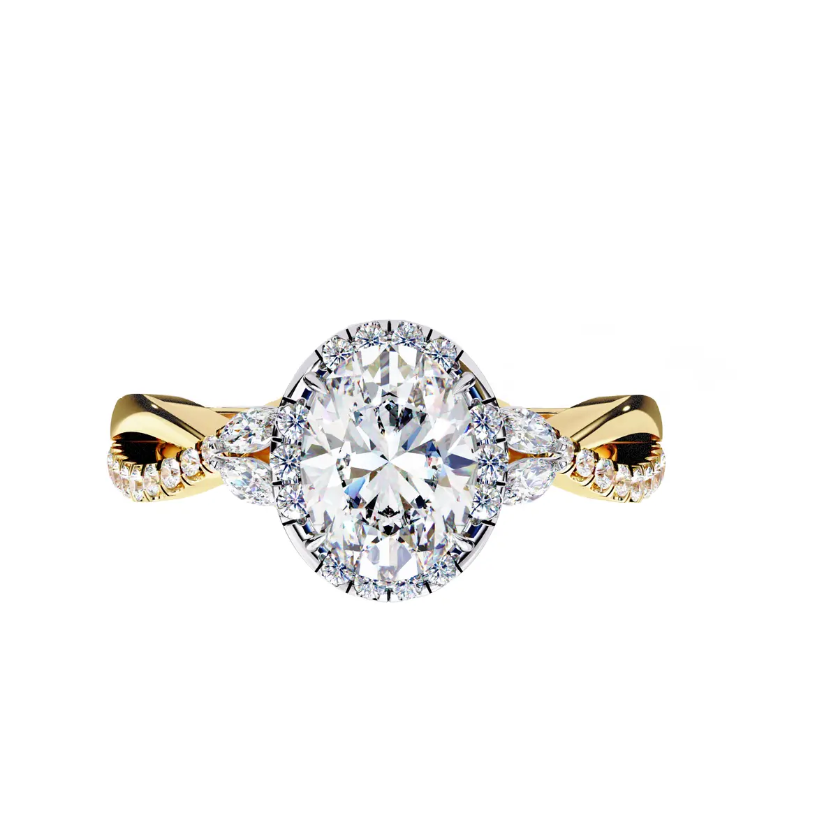 Marquise, Oval & Round Diamond Engagement Ring 