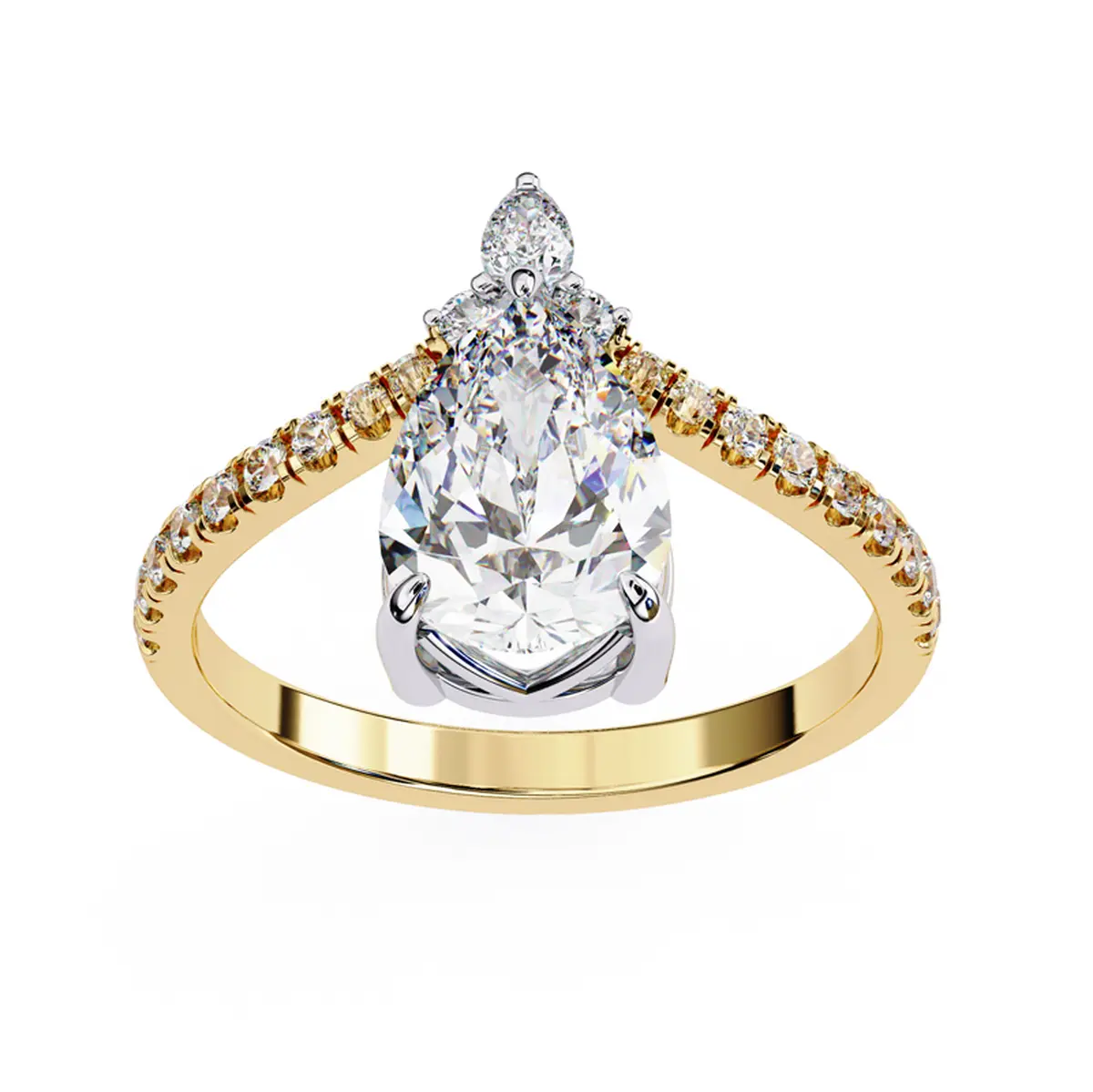 Pear & Round Diamond Engagement Ring 