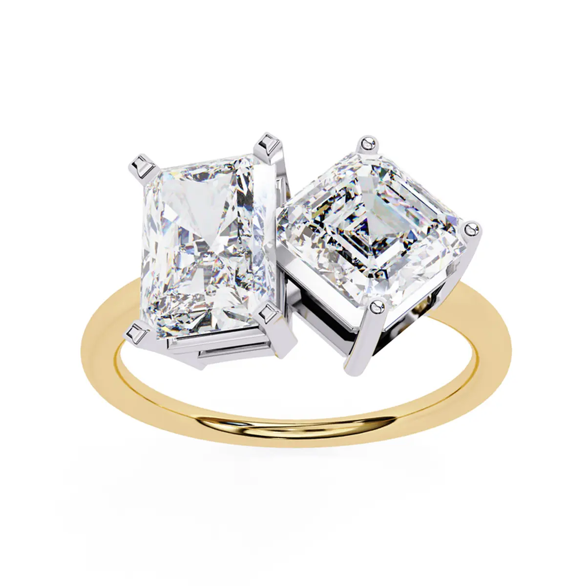 Emerald & Radiant Diamond Engagement Band 