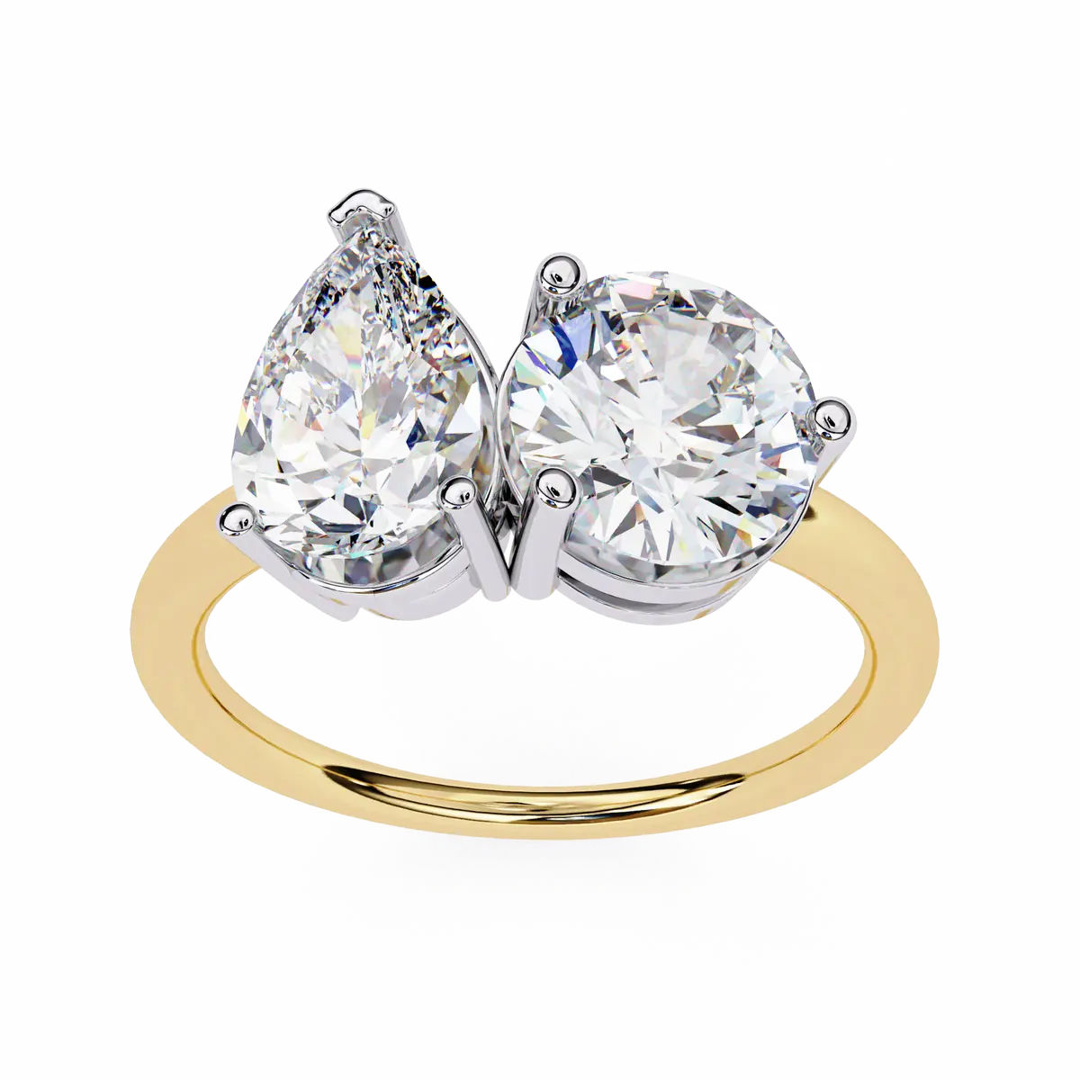 Pear & Round Diamond Engagement Band 