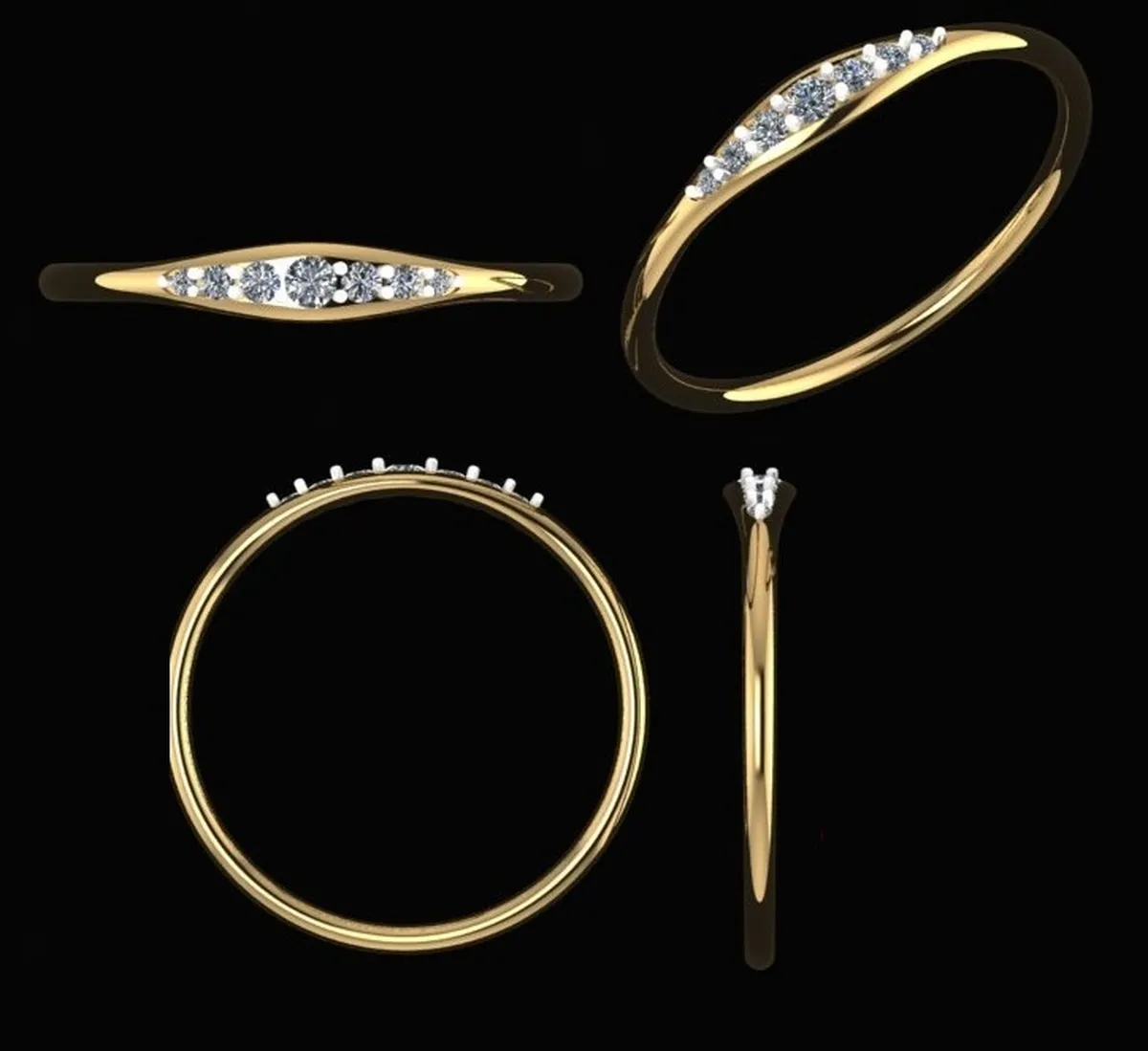 Round Diamond Engagement Band