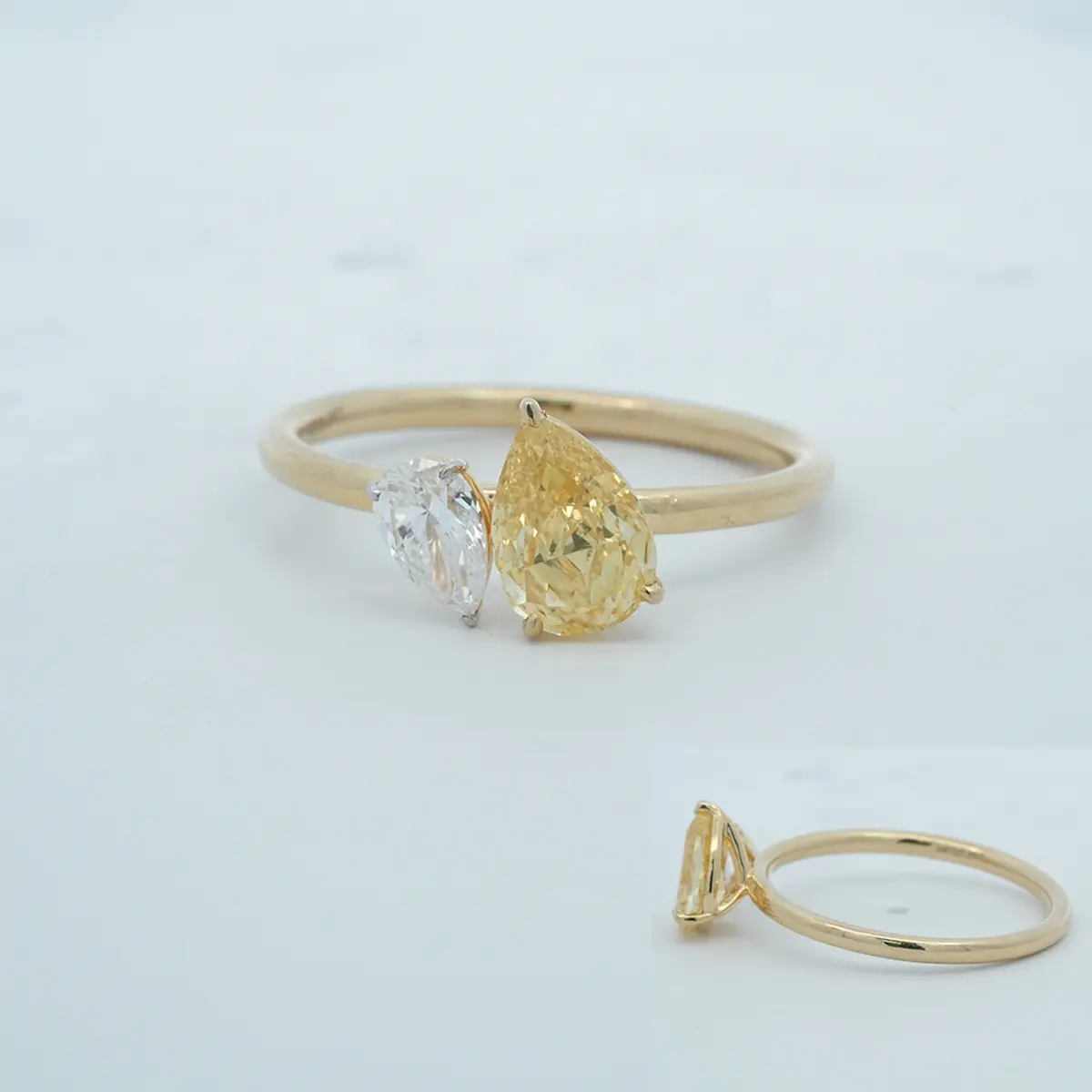 Pear Diamond & Pear Colour Stone Fashion Ring 