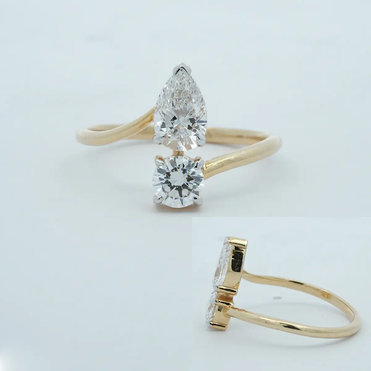 Pear & Round Diamond Fashion Ring 