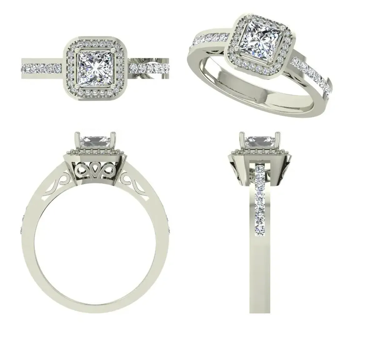 Princess & Round Diamond Engagement Ring 