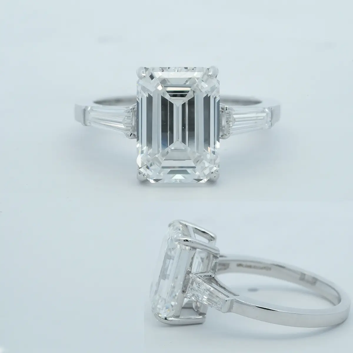 Emerald & Baguette Diamond Engagement Ring