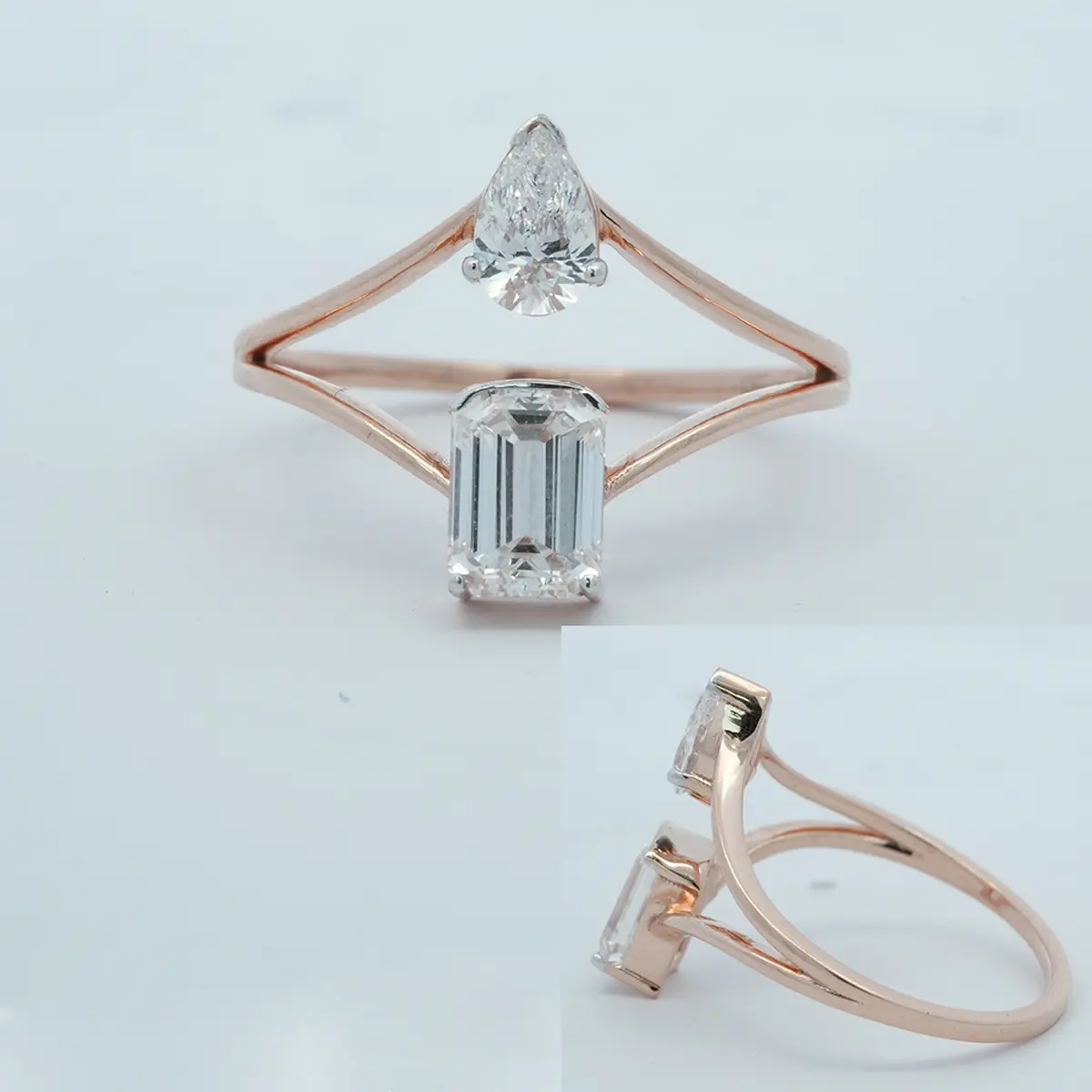 Emerald & Pear Diamond Fashion Ring 