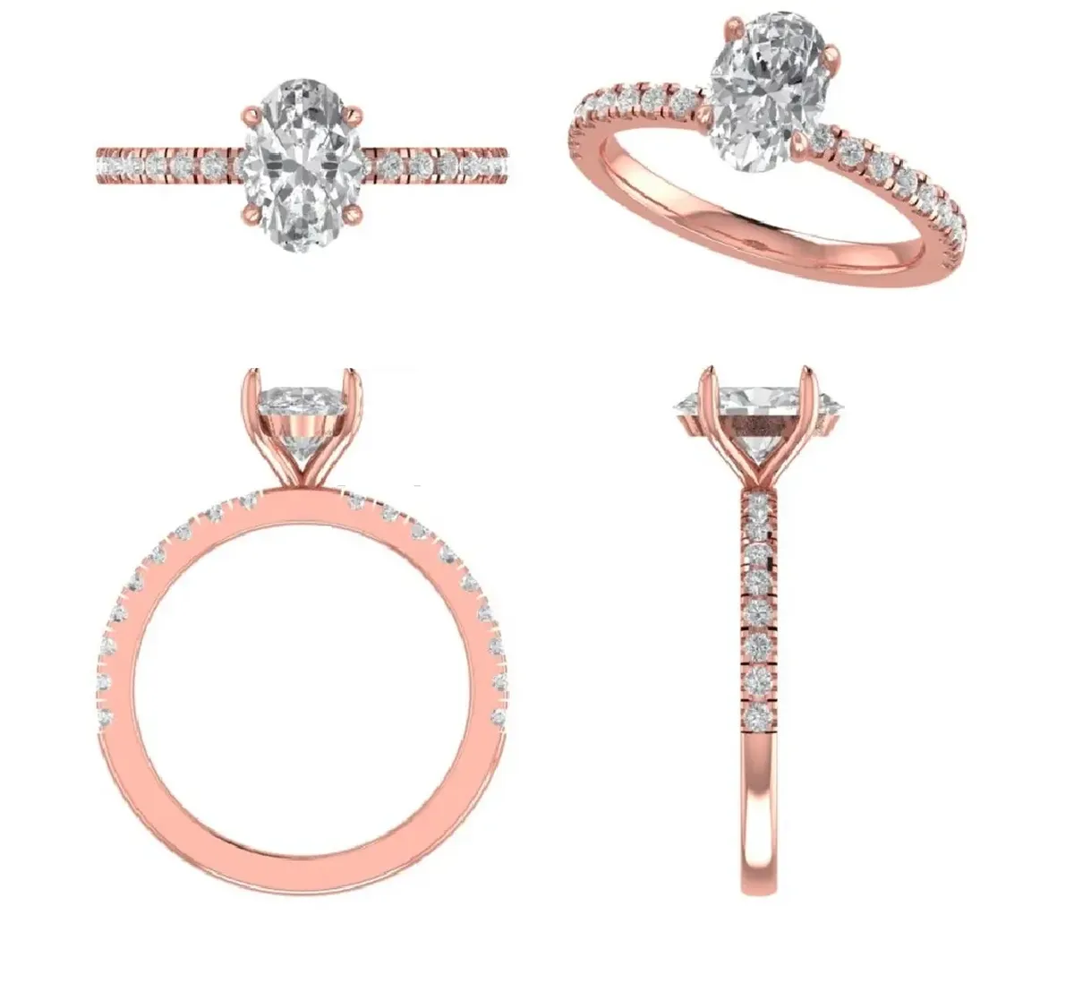 Oval & Round Diamond Engagement Ring 