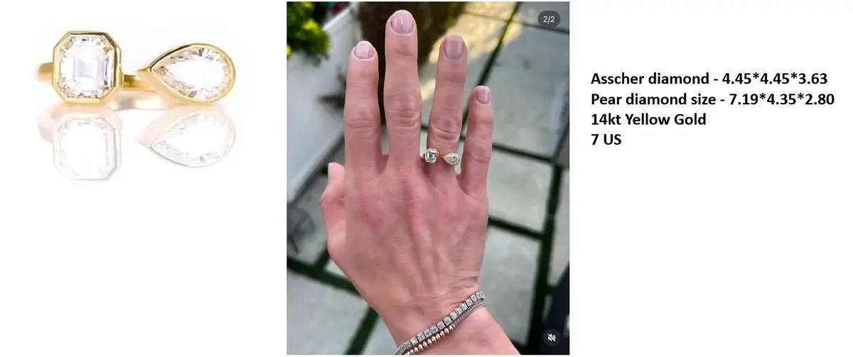 Bezel Setting Ascher & Pear Diamond Engagement Band