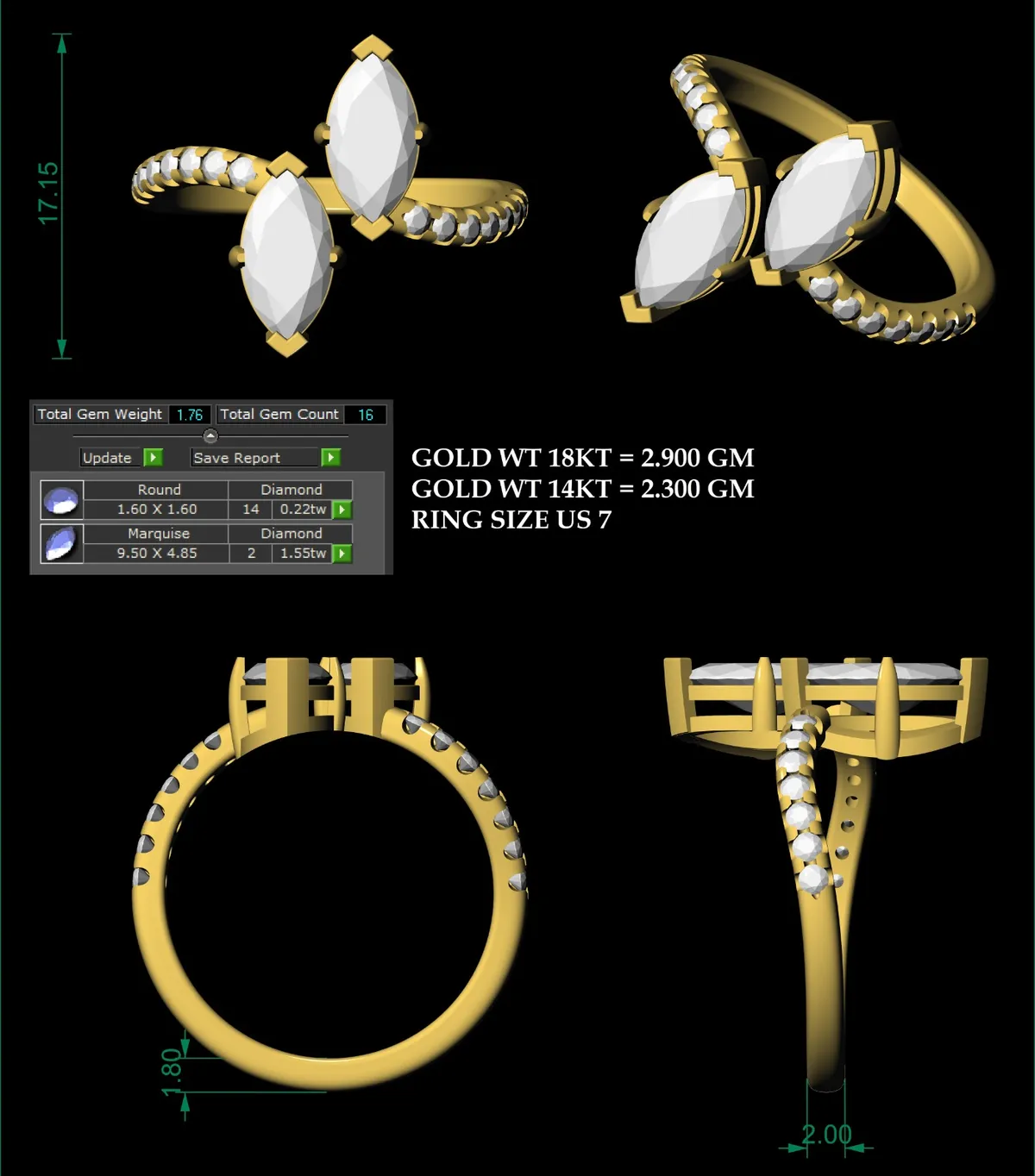 Marquise & Round Diamond Ring 