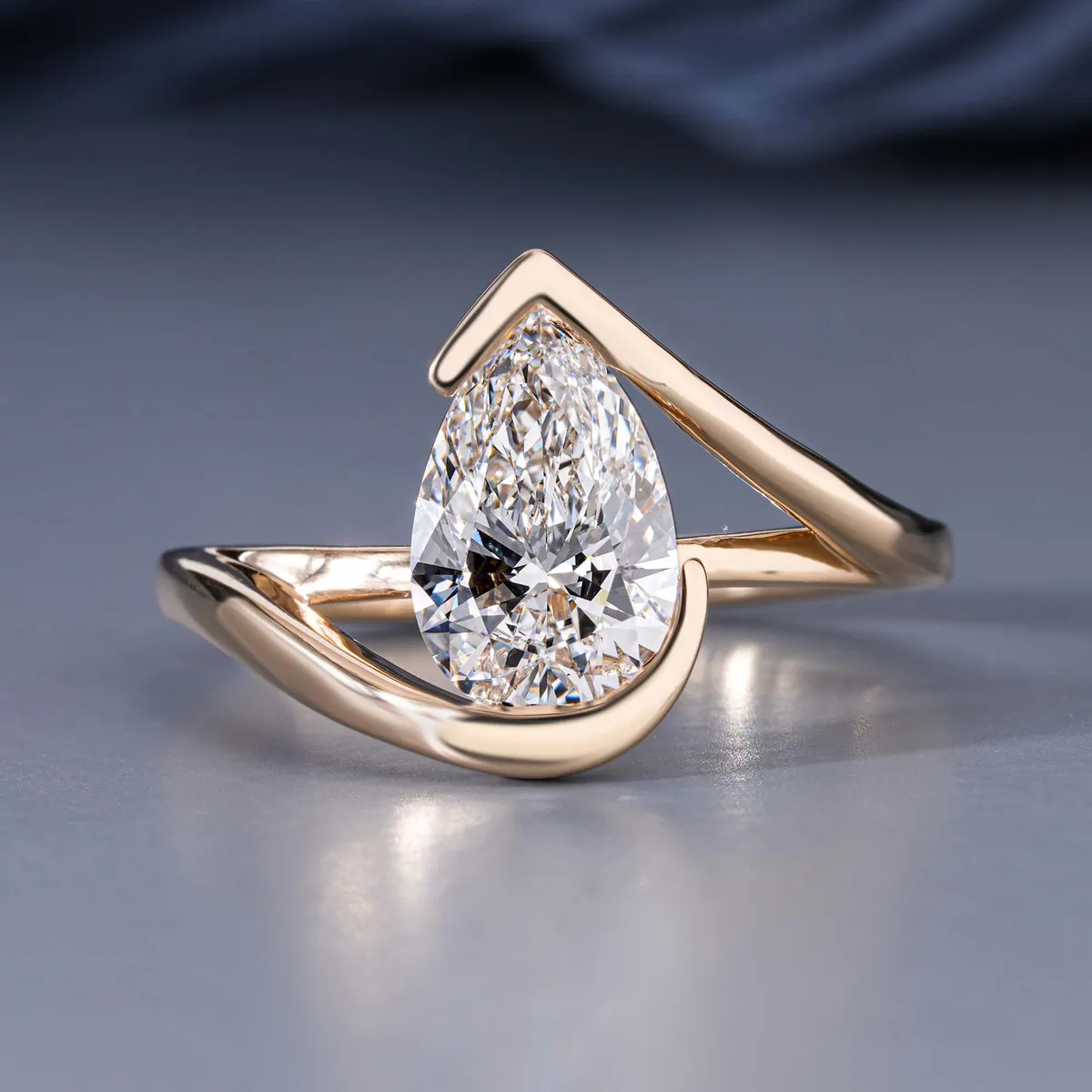 Pear Diamond Solitaire Ring 