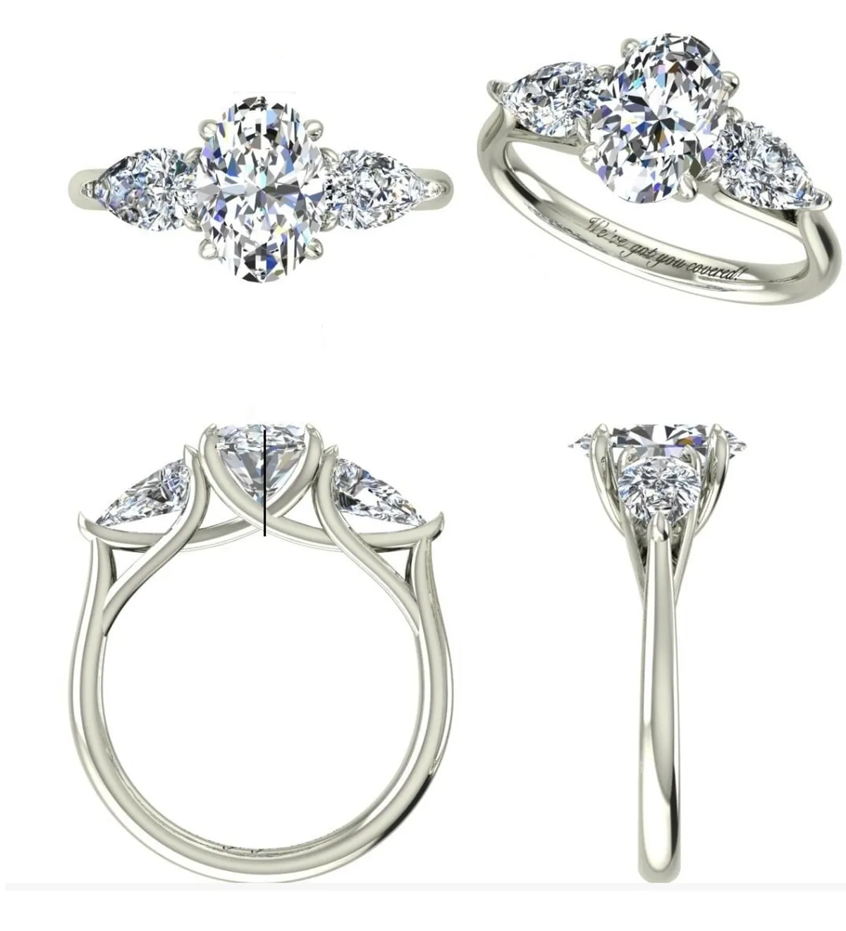 Pear & Oval Diamond Engagement Ring 