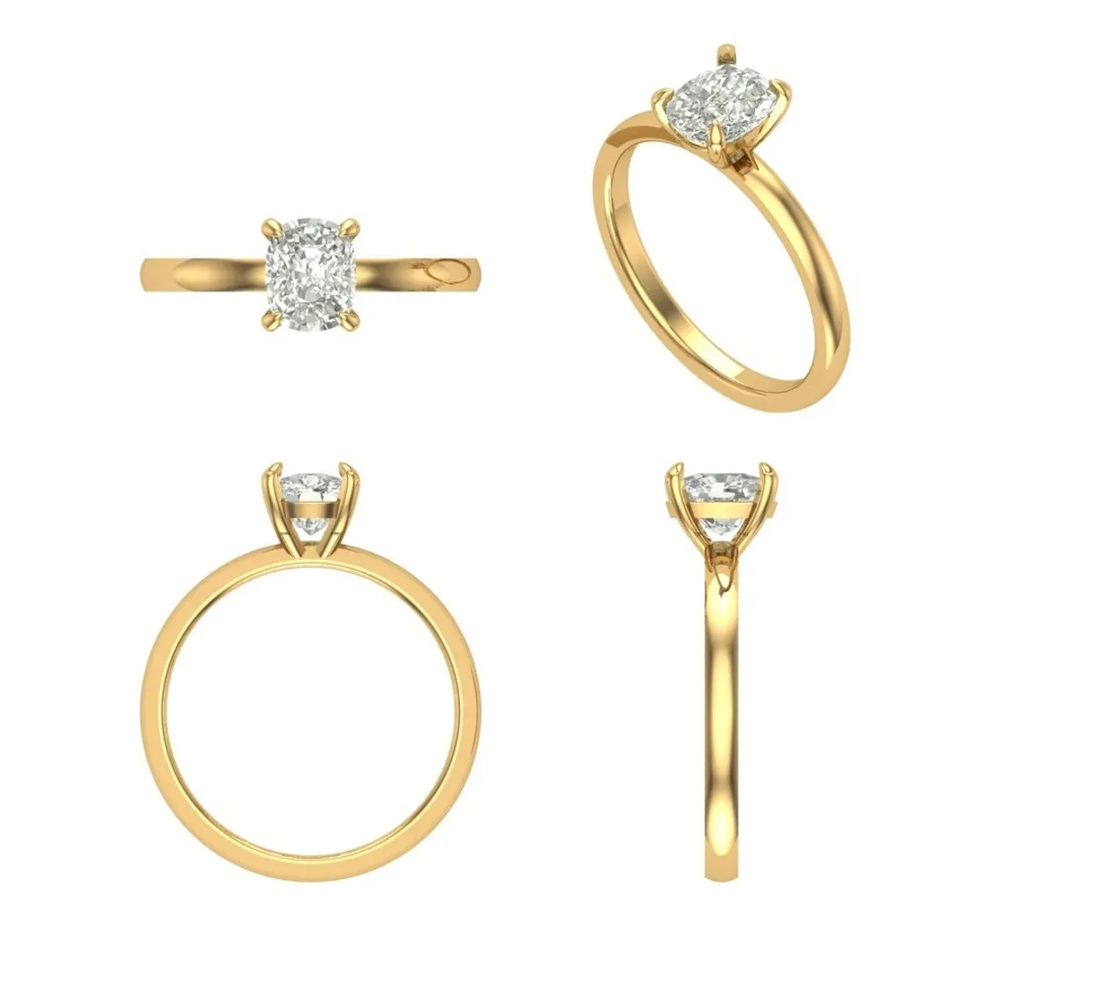 Cushion Diamond Solitaire Ring 