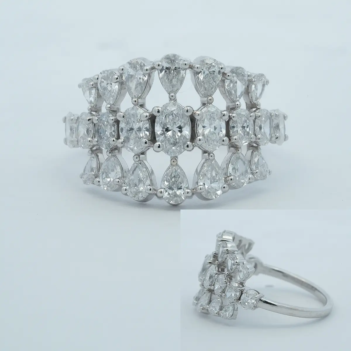 Pear & Oval Diamond Fashion Engagement Ring 