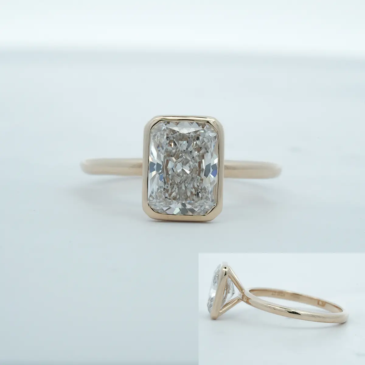 Bezel Setting Radiant Diamond Solitaire Ring 