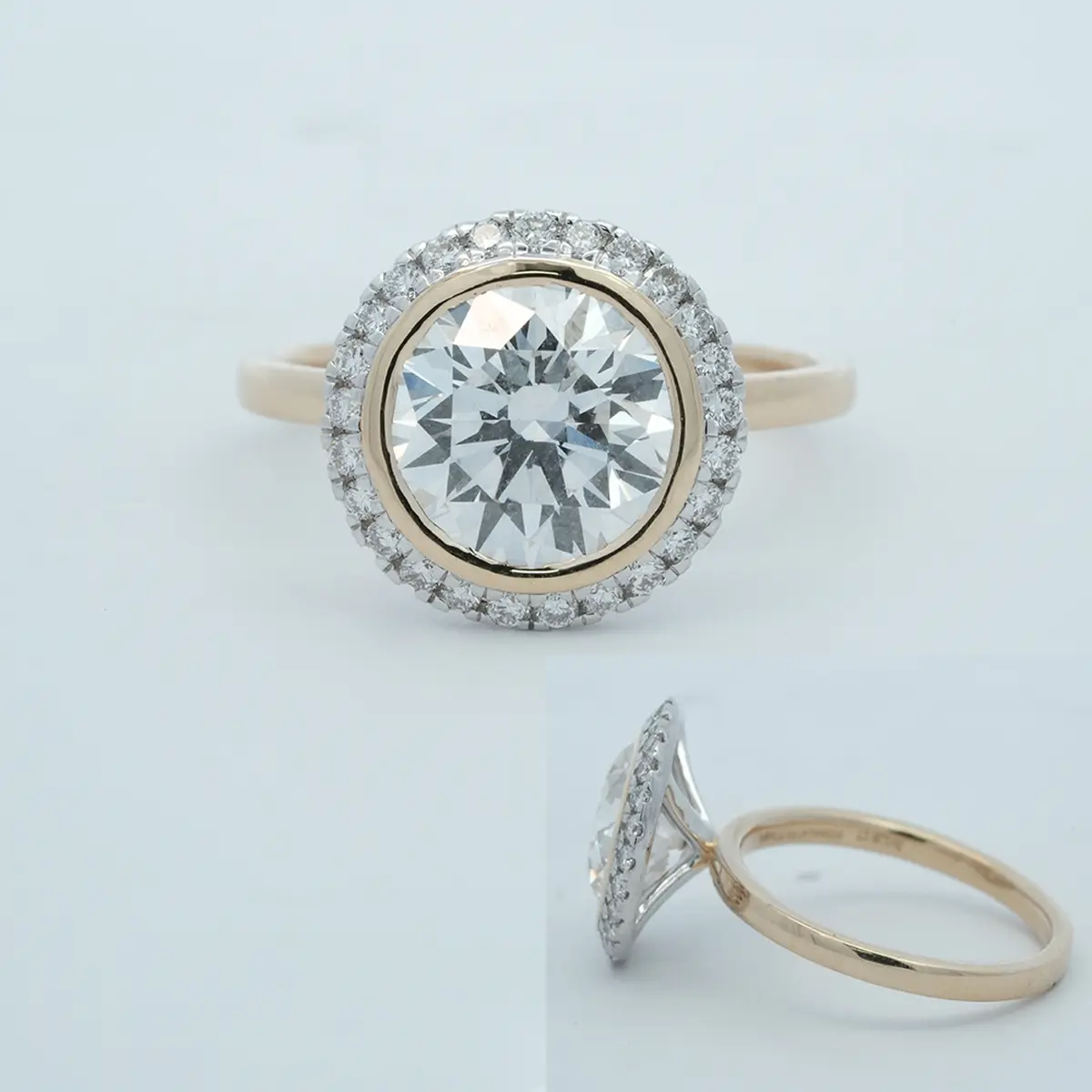 Halo Setting Round Diamond Engagement Ring 