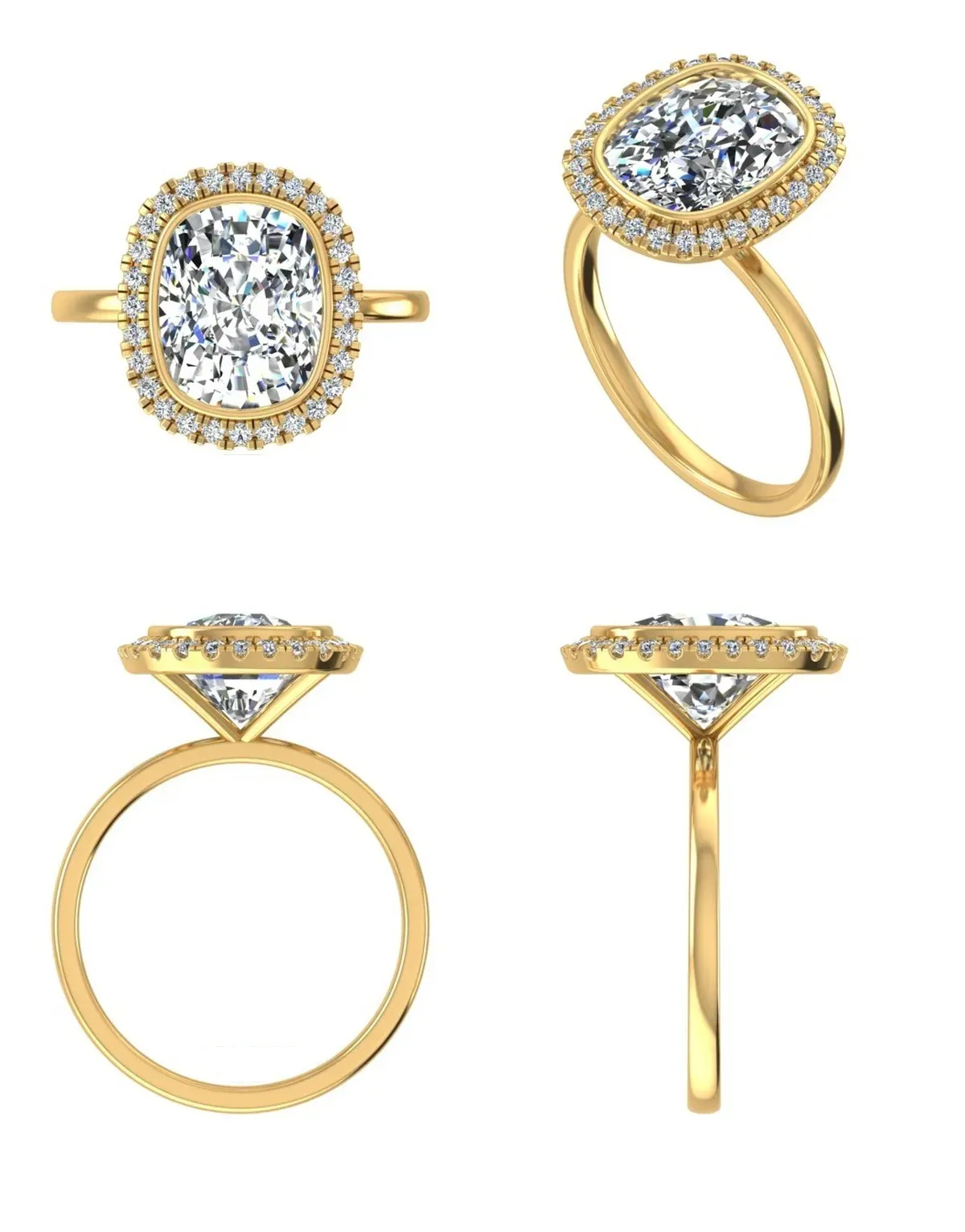 Cushion & Round Diamond Engagement Ring 