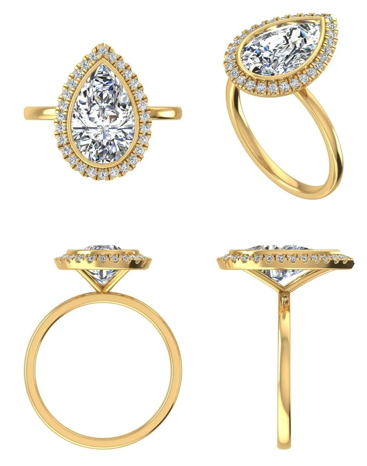 Pear & Round Diamond Engagement Ring 