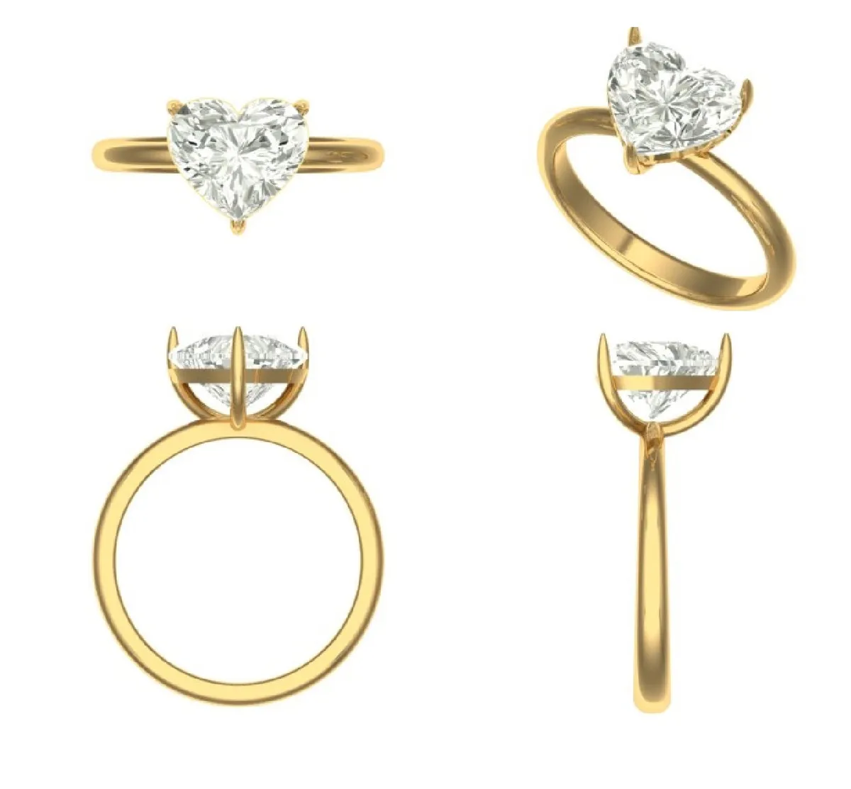 Heart Diamond Solitaire Ring 