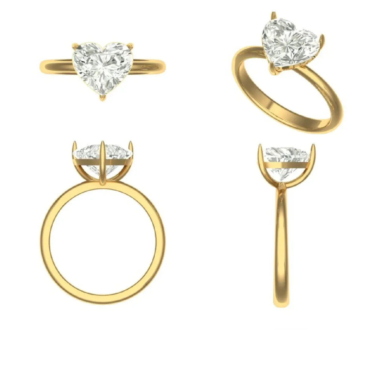 Heart Diamond Solitaire Ring 