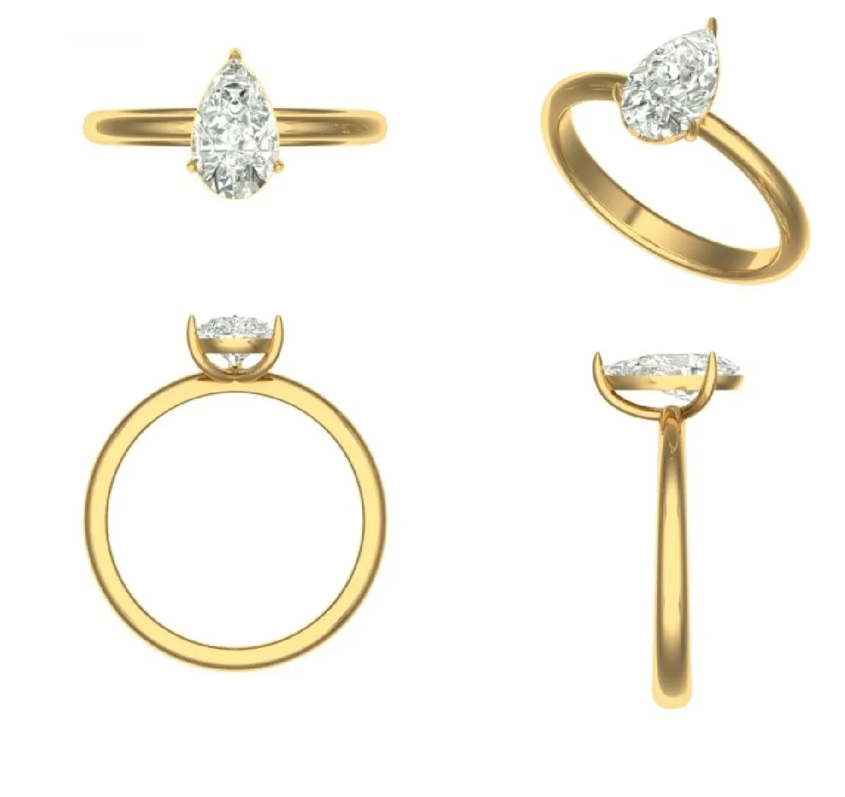 Pear Diamond Solitaire Ring 