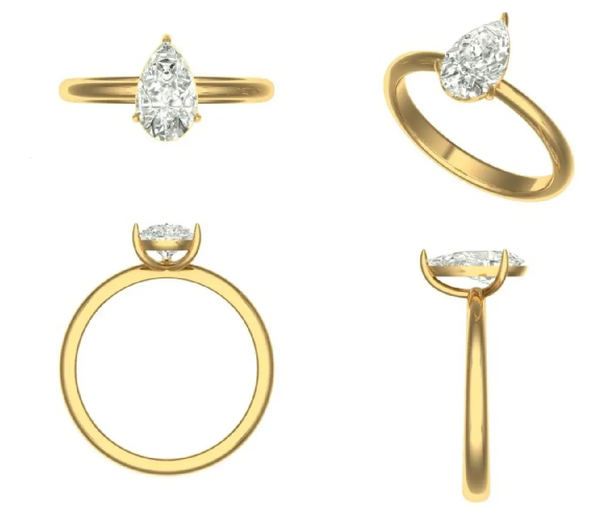Pear Diamond Solitaire Band