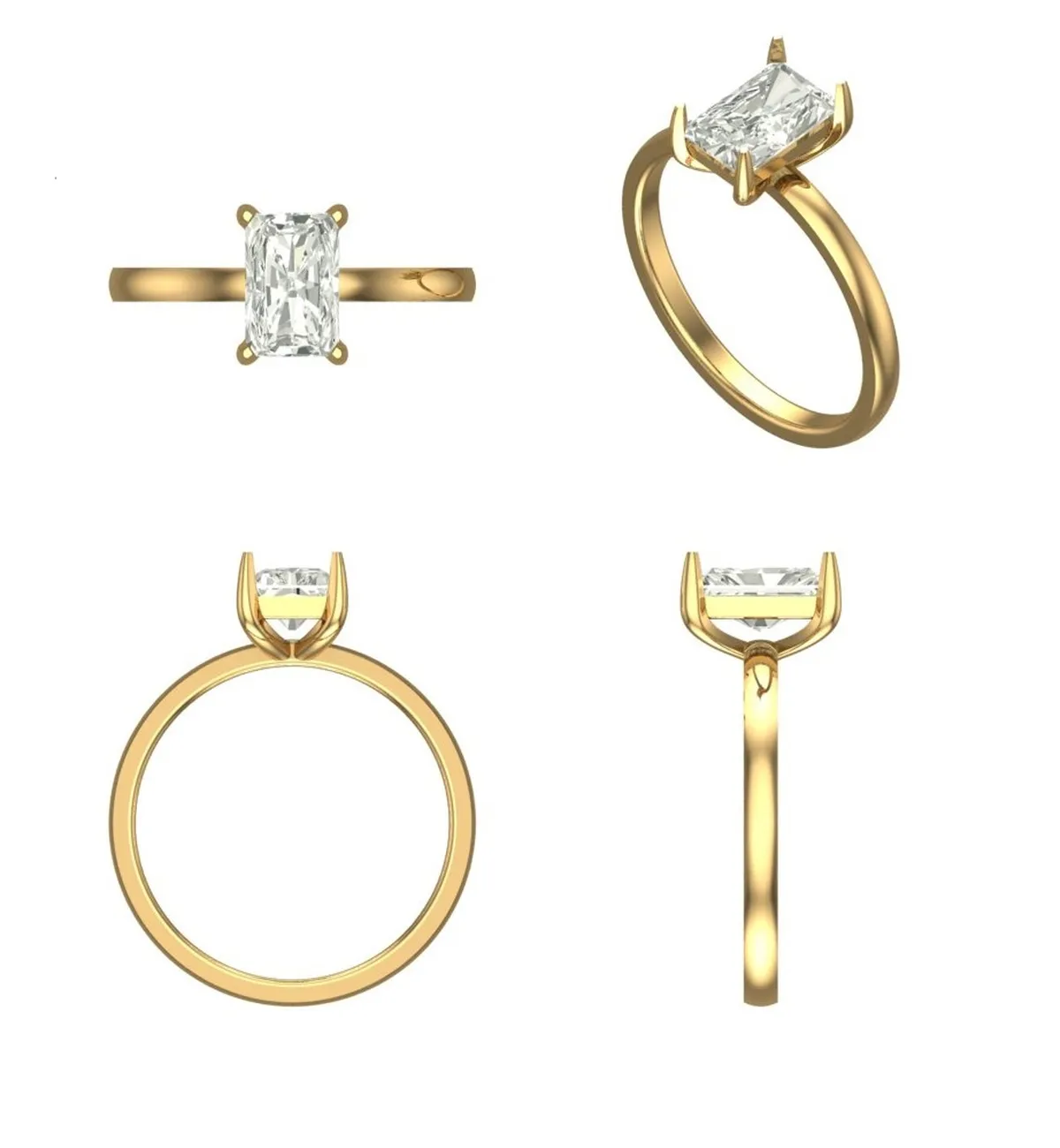Radiant Diamond Solitaire Ring 