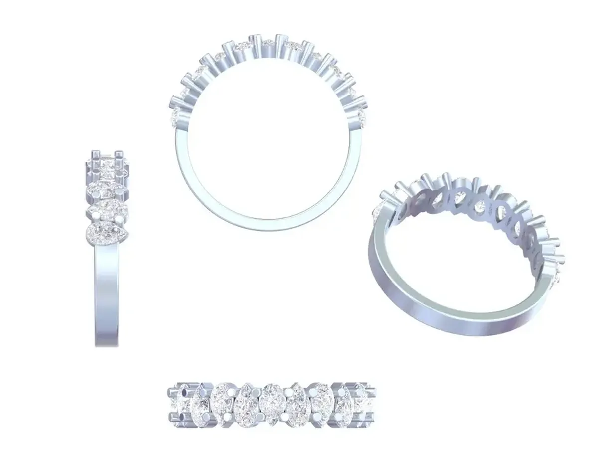 Pear Diamond Half Eternity Band 