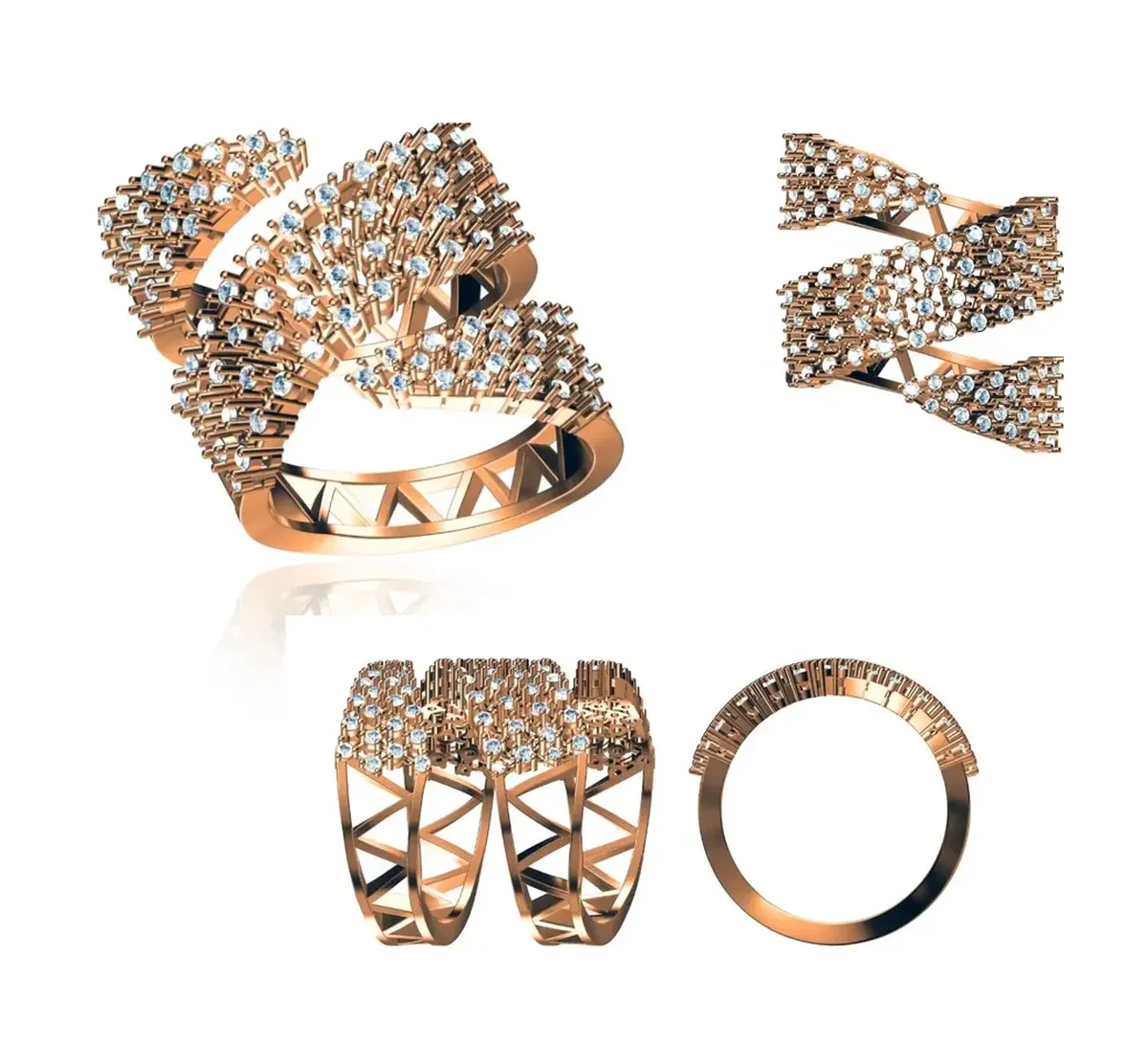Round Diamond Engagement Band 