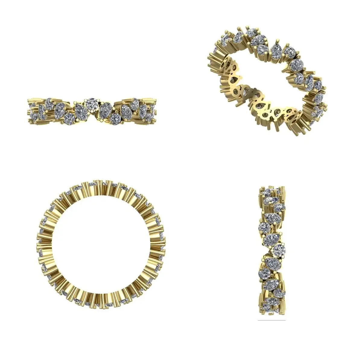 Pear & Round Diamond Eternity Band 