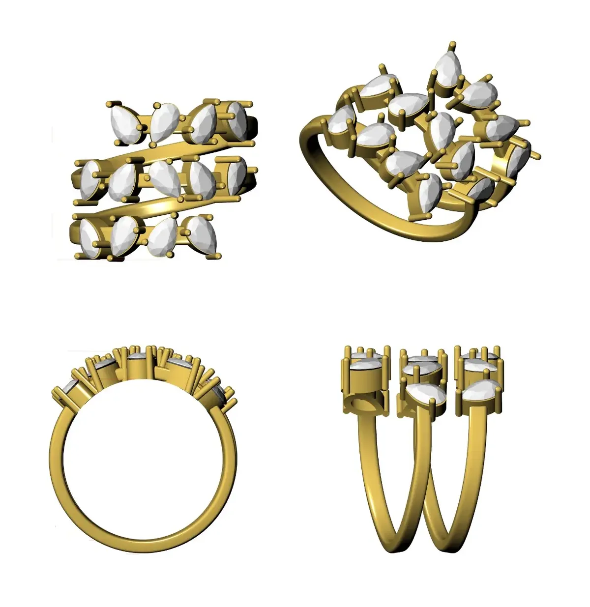 Pear Diamond Fashion Ring 