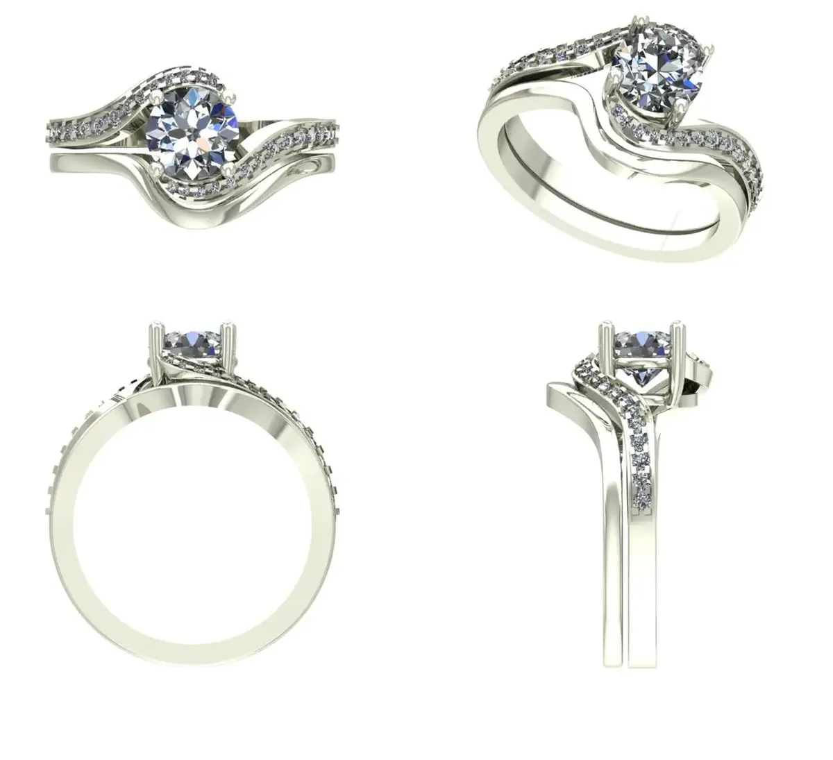 Oval & Round Diamond Engagement Ring 