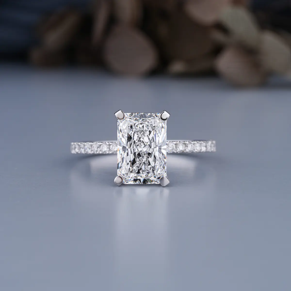 Radiant & Round Diamond Engagement Ring 
