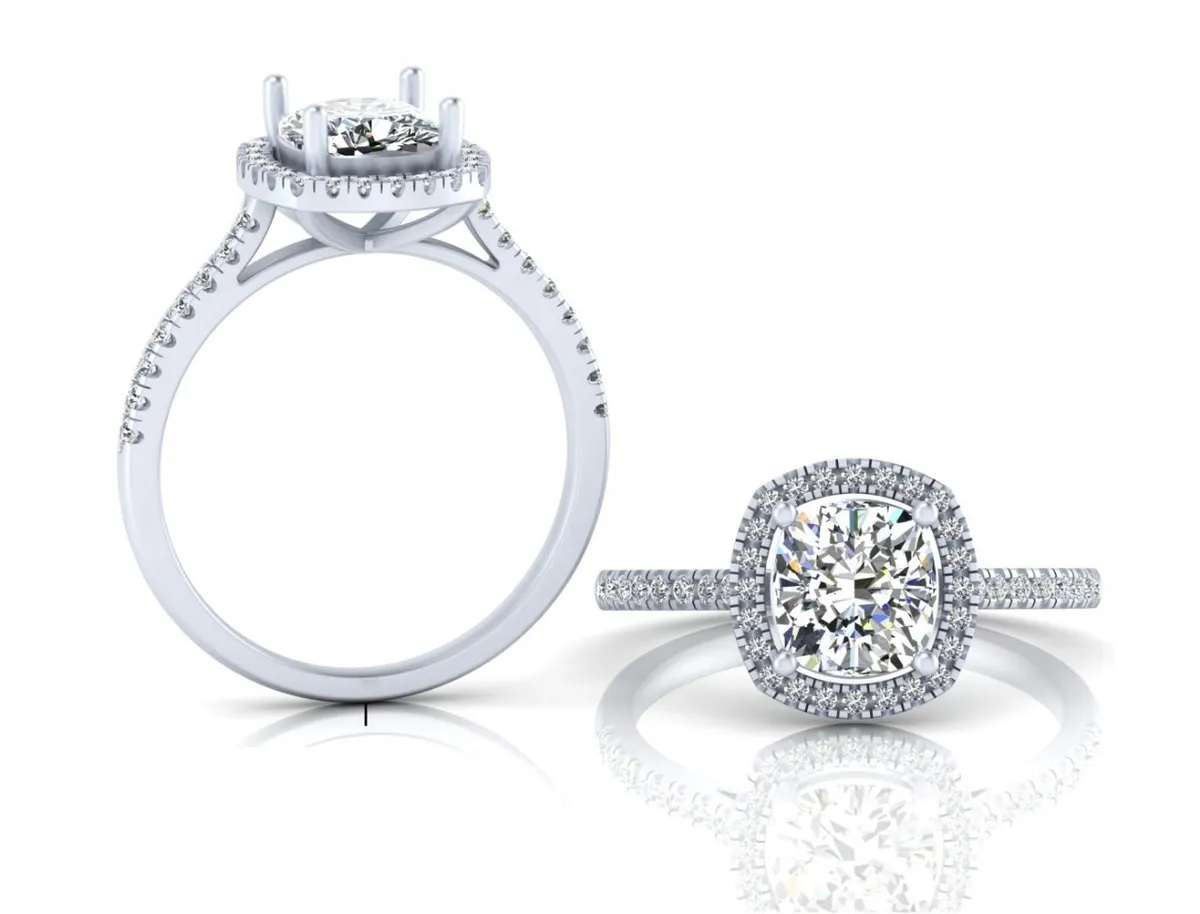 Cushion & Round Diamond Engagement Ring 