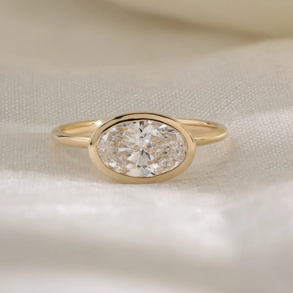 Bezel Setting Oval Diamond Solitaire Ring 