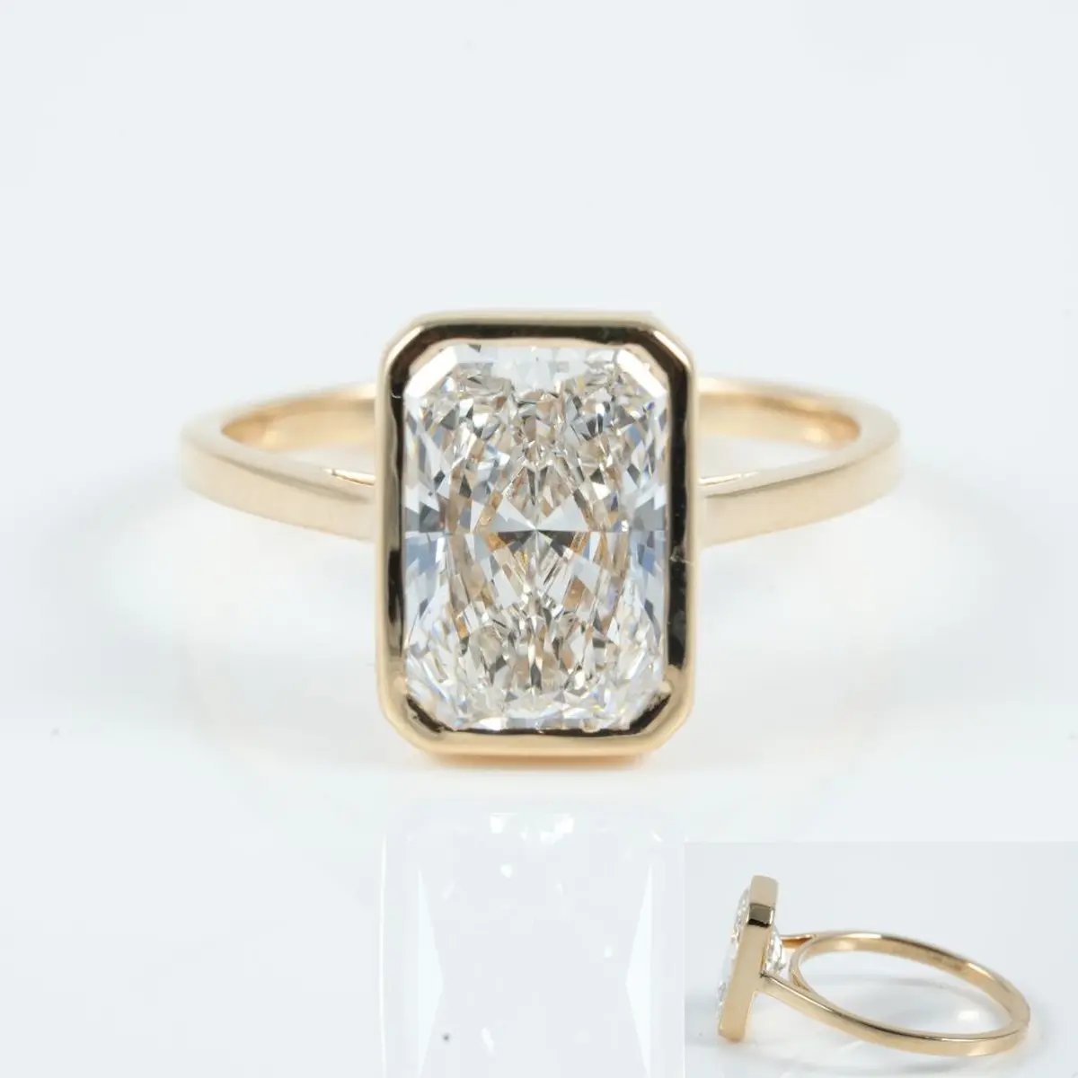 Bezel Setting Radiant Diamond Solitaire Ring 