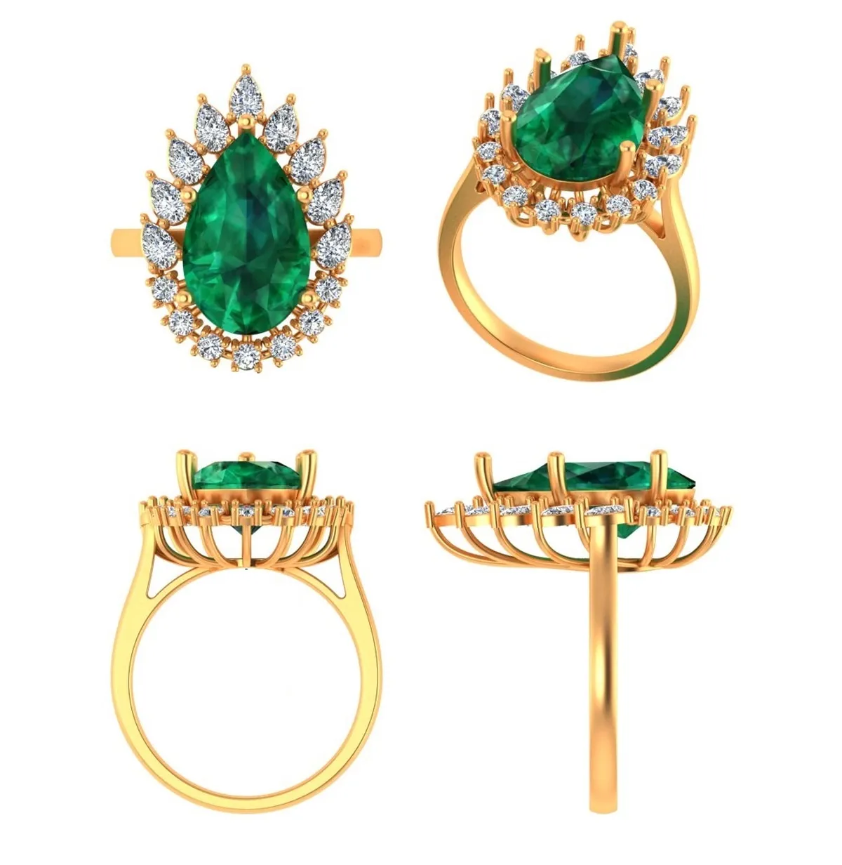 Pear & Round Diamond With Pear Colour Stone Fashion Earring 