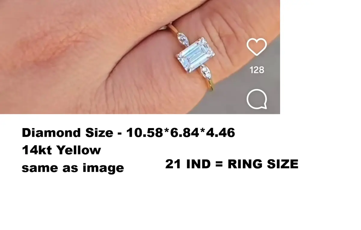 Emerald & Marquise Diamond Engagement Ring 