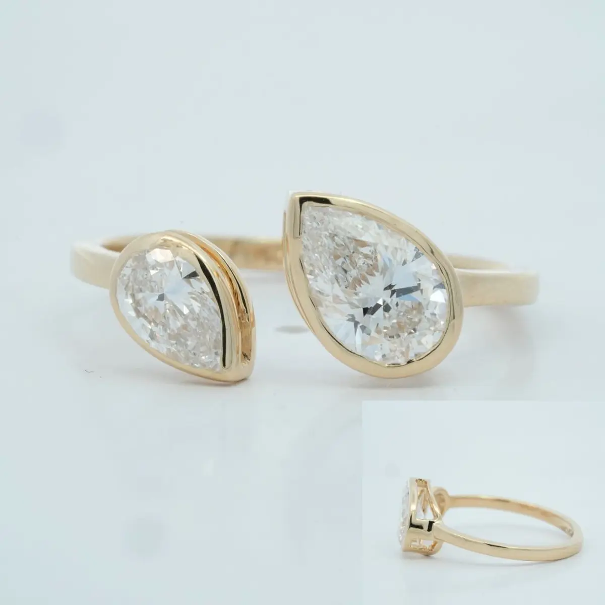 Bezel Setting Pear Diamond Fashion Ring 