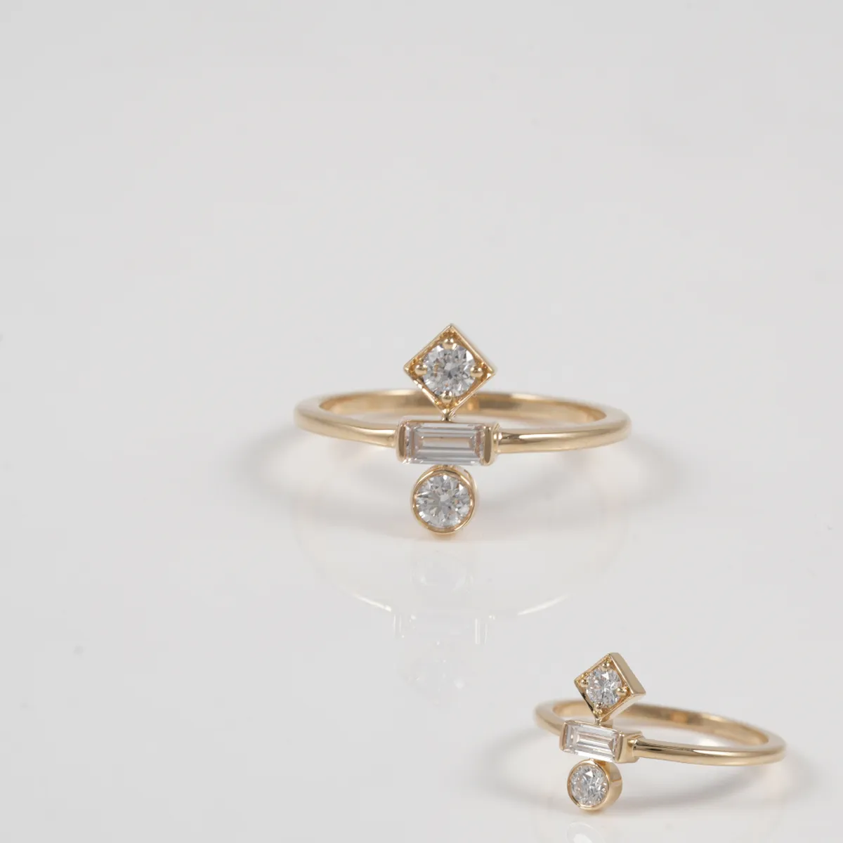 Baguette & Round Diamond Fashion Ring 