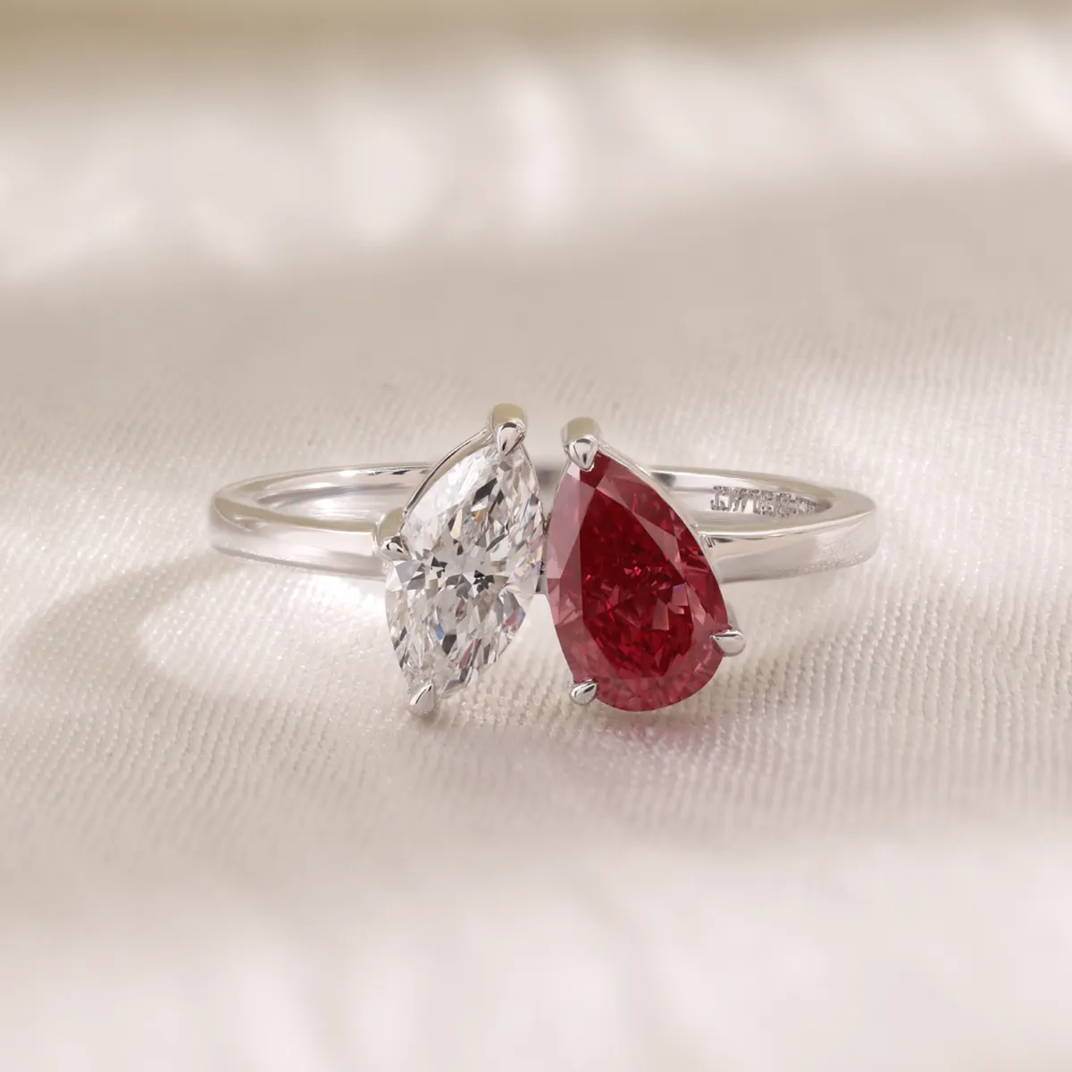 Pear Diamond & Marquise Colour Stone Womens Ring 