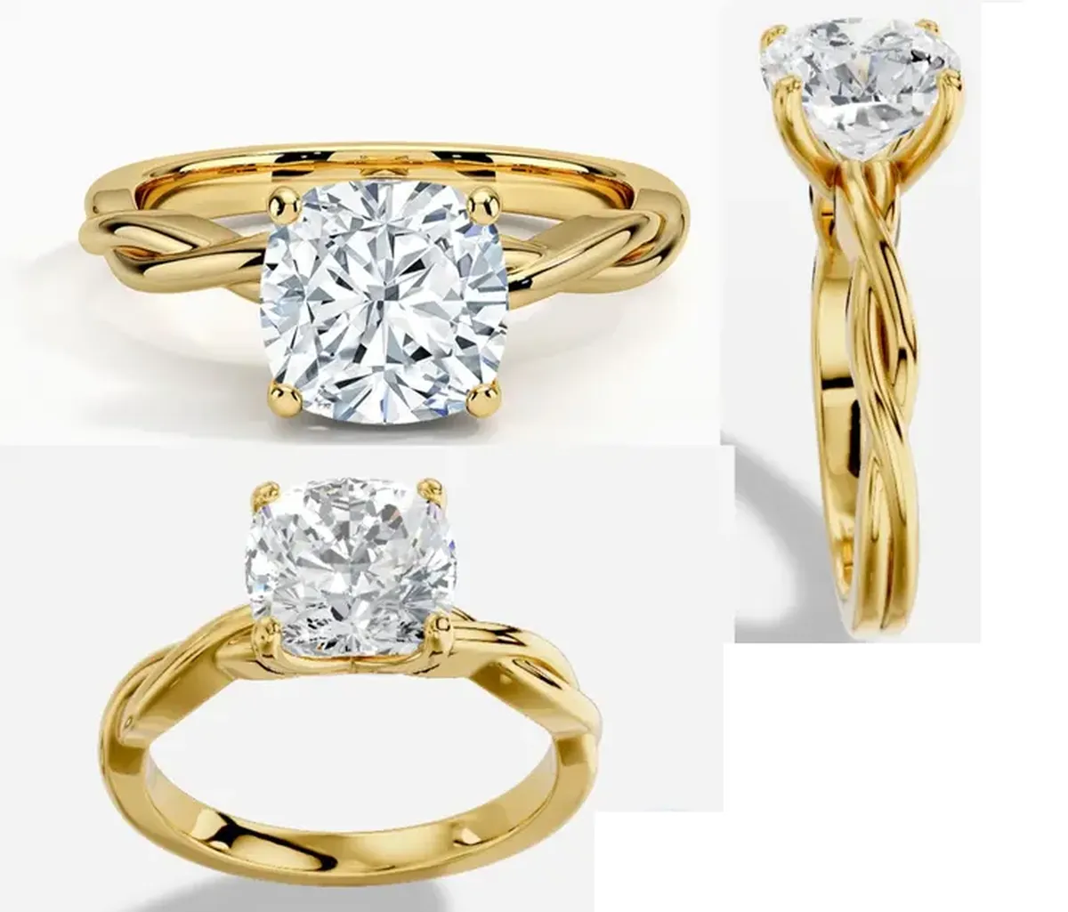 Cushion Diamond Solitaire Ring 
