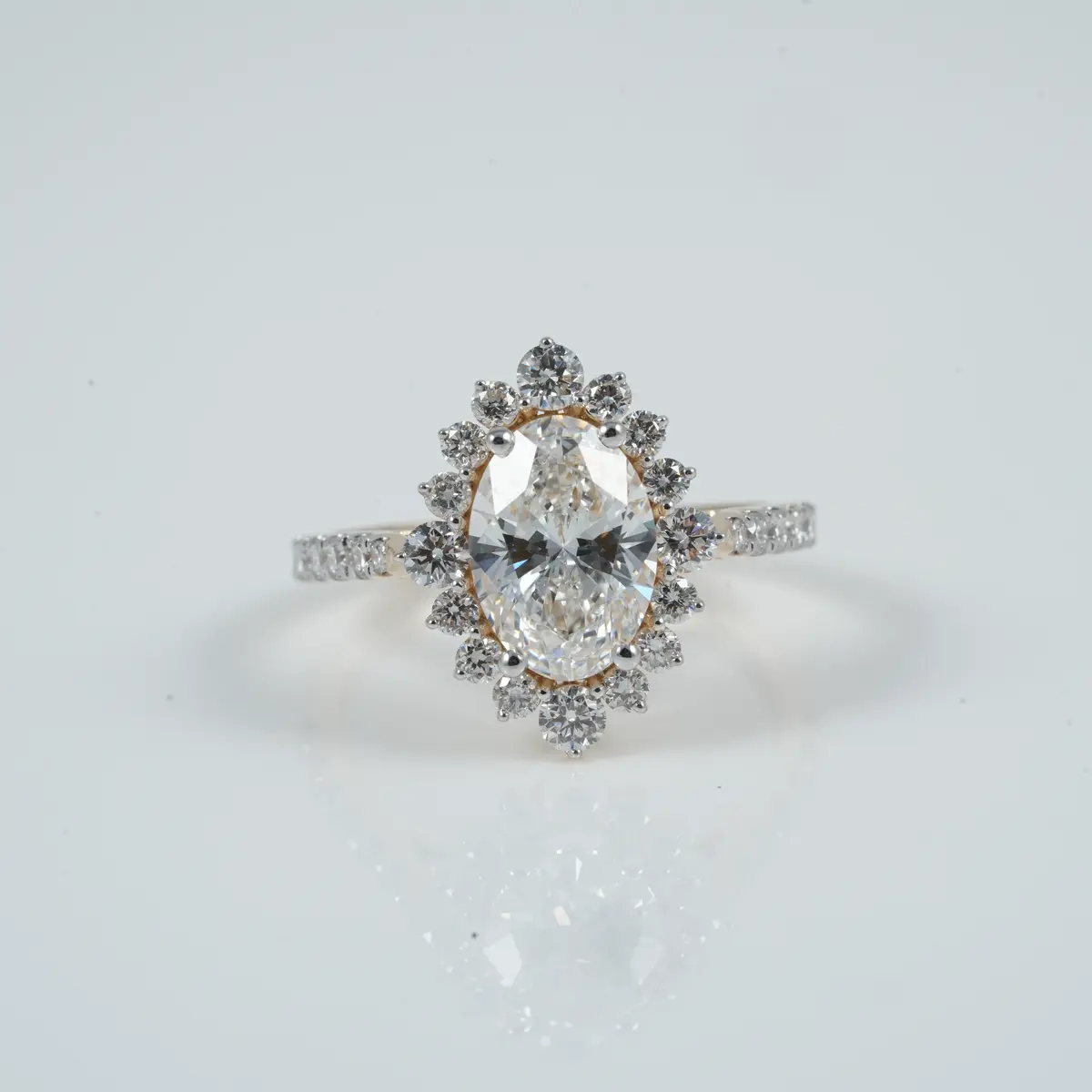 Oval & Round Diamond Engagement Ring 