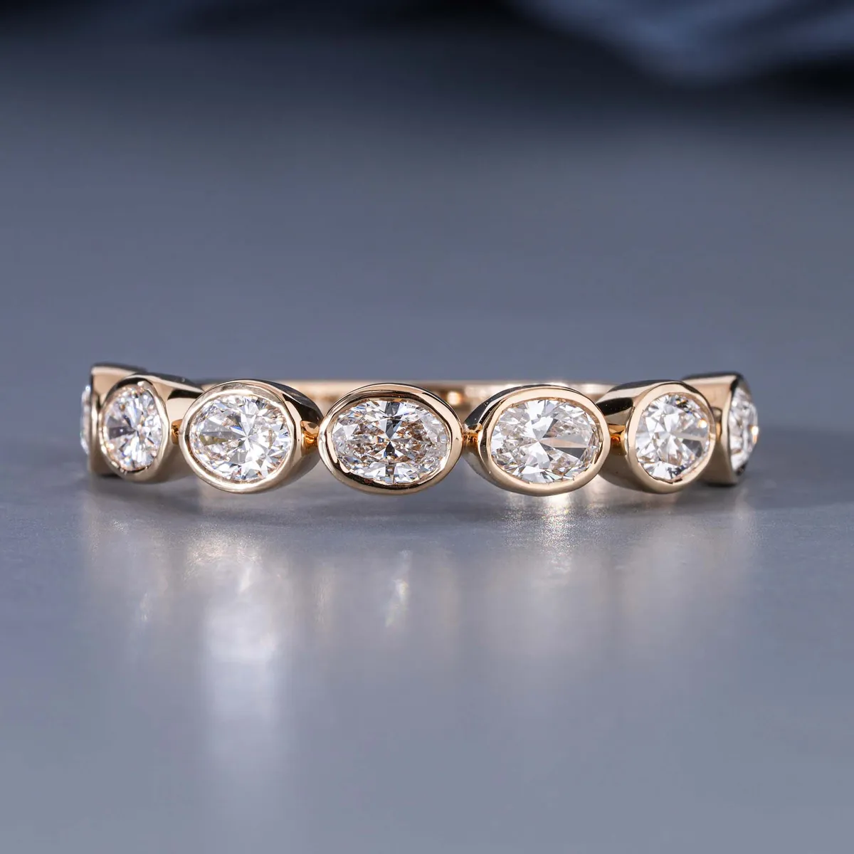 Bezel Setting Oval Diamond Eternity Band 