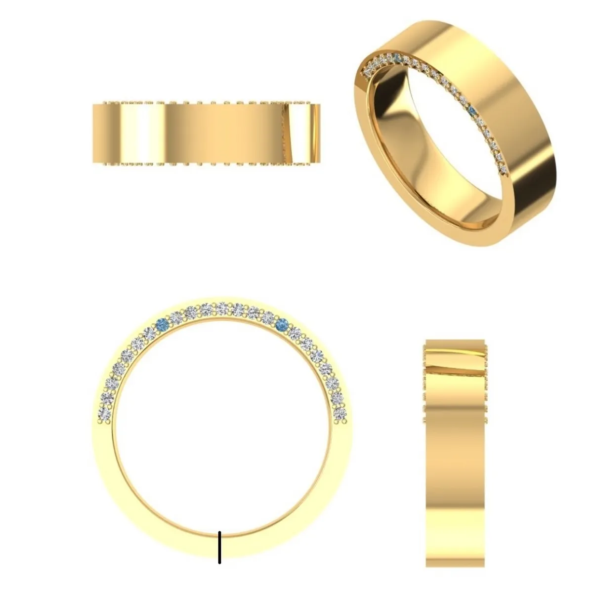 Round Diamond Solid Engagement Band 