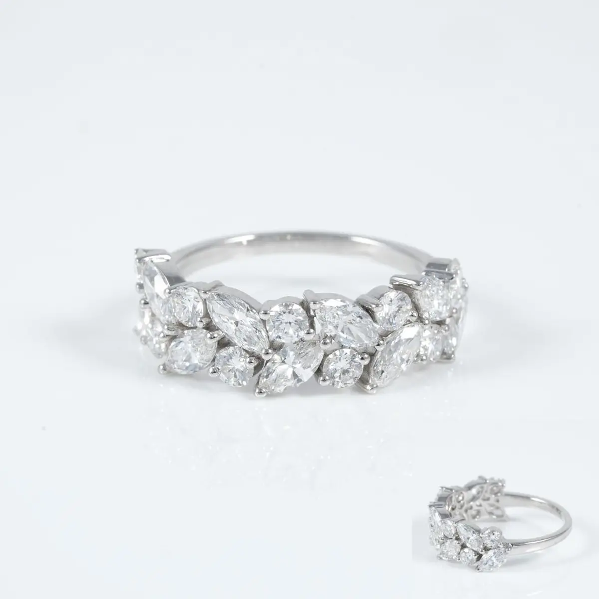 Marquise & Round Diamond Half Eternity Band 