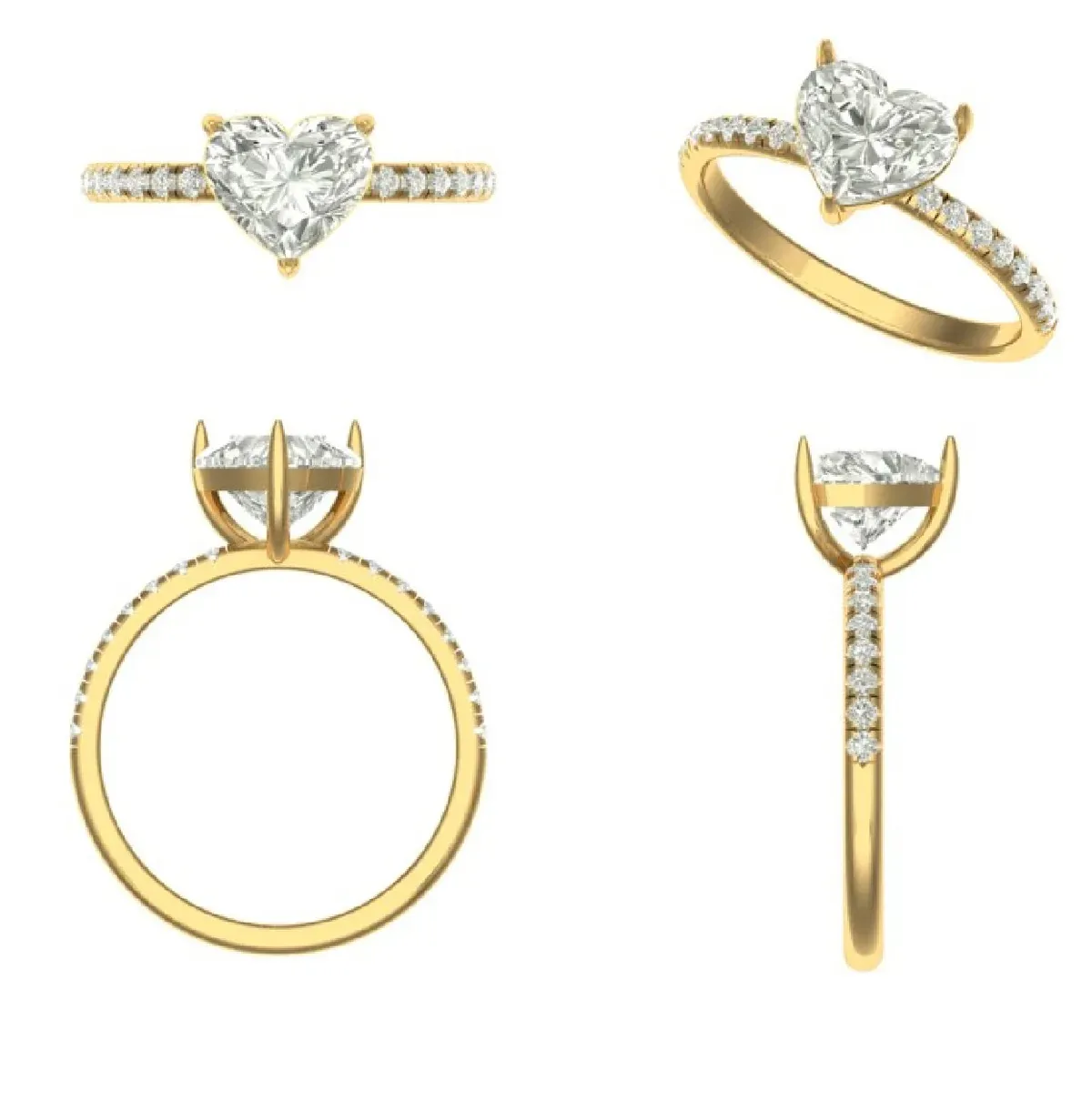 Heart & Round Diamond Engagement Ring 