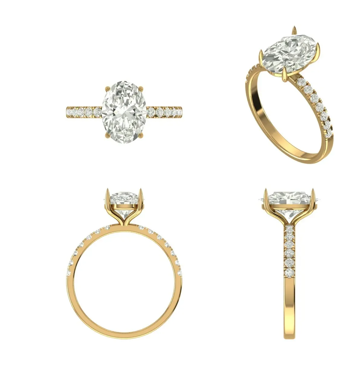 Oval & Round Diamond Engagement Ring 