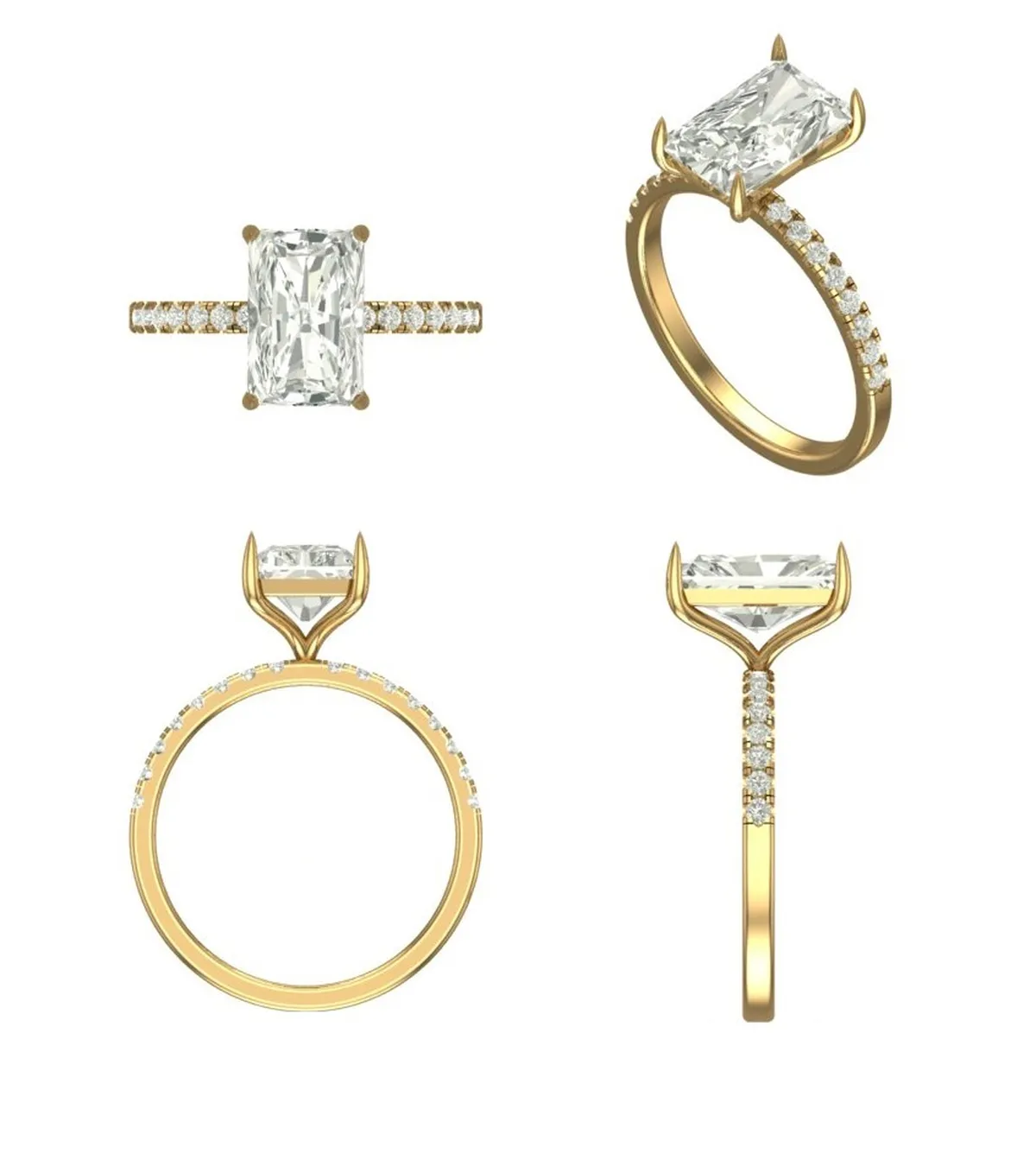 Radiant & Round Diamond Engagement Ring 